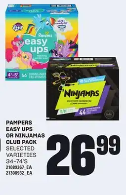 Loblaws PAMPERS EASY UPS OR NINJAMAS CLUB PACK, 34-74's offer