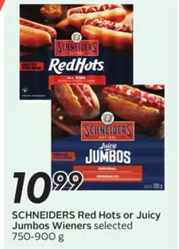 Sobeys SCHNEIDERS Red Hots or Juicy Jumbos Wieners offer