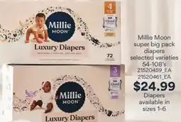 Loblaws MILLIE MOON SUPER BIG PACK DIAPERS, 54-108's offer