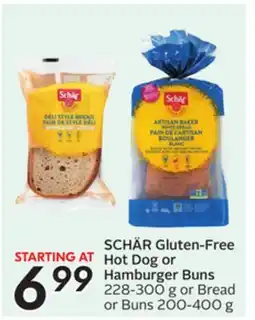 Sobeys SCHÄR Gluten-Free Hot Dog or Hamburger Buns offer