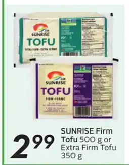 Sobeys SUNRISE Firm Tofu offer