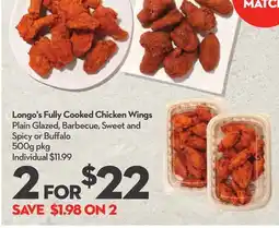 Longo's Fully Cooked Chicken Wings offer