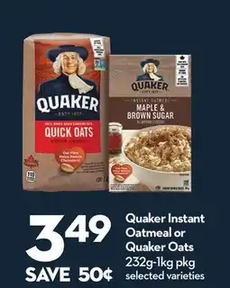 Longo's Instant Oatmeal or Quaker Oats offer