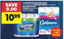 Real Canadian Superstore CASHMERE BATHROOM TISSUE, 12/24 = 48 ROLLS OR SPONGETOWELS, 6 = 12 ROLLS OR SCOTTIES FACIAL TISSUES SHEETS, 12X126 SHEETS offer