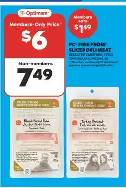 Real Canadian Superstore PC FREE FROM SLICED DELI MEAT, 175 G offer