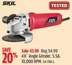 Canadian Tire SKIL 41⁄2˝Angle Grinder, 5.5A offer