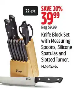 Canadian Tire Master Chef Knife Block Set with Measuring Spoons, Silicone Spatulas and Slotted Turner offer