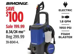 Canadian Tire Simoniz ELECTRIC 1.8 GPM 1950 PSI FOAM BLASTER offer