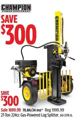 Canadian Tire Champion 27-Ton 224cc Gas-Powered Log Splitter offer