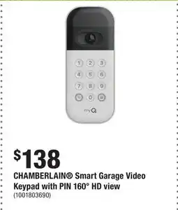 Home Depot CHAMBERLAIN Smart Garage Video Keypad with PIN 160° HD view offer