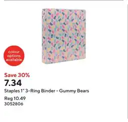 Staples Staples 1 3-Ring Binder - Gummy Bears offer