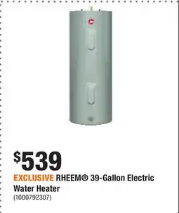 Home Depot EXCLUSIVE RHEEM 39-Gallon Electric Water Heater offer