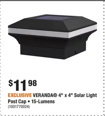 Home Depot EXCLUSIVE VERANDA 4 x 4 Solar Light Post Cap • 15-Lumens offer