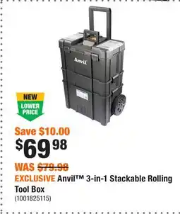 Home Depot EXCLUSIVE Anvil 3-in-1 Stackable Rolling Tool Box offer