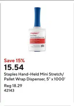 Staples Staples Hand-Held Mini Stretch/Pallet Wrap Dispenser, 5 x 1000' offer
