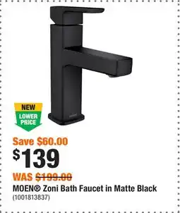 Home Depot MOEN Zoni Bath Faucet in Matte Black offer
