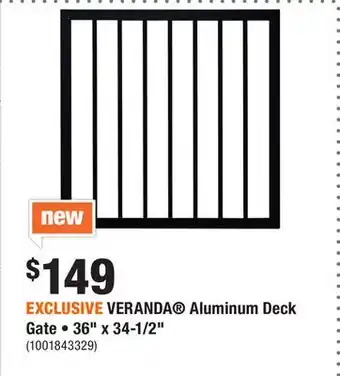Home Depot EXCLUSIVE VERANDA Aluminum Deck Gate • 36 x 34-1/2 offer