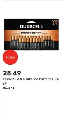 Staples Duracell AAA Alkaline Batteries, 24 pk offer