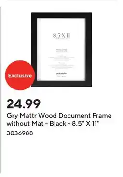 Staples Gry Mattr Wood Document Frame without Mat - Black - 8.5 X 11 offer