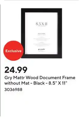 Staples Gry Mattr Wood Document Frame without Mat - Black - 8.5 X 11 offer
