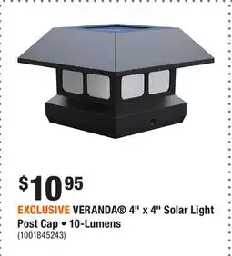 Home Depot EXCLUSIVE VERANDA 4 x 4 Solar Light Post Cap • 10-Lumens offer