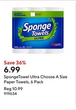 Staples SpongeTowel Ultra Choose A Size Paper Towels, 6 Pack offer