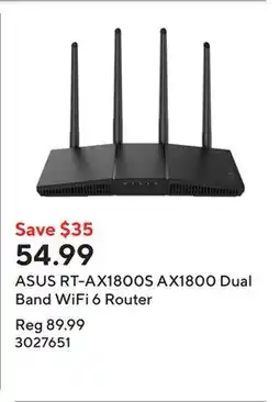 Staples ASUS RT-AX1800S AX1800 Dual Band WiFi 6 Router offer