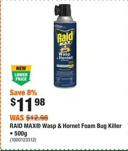 Home Depot RAID MAX Wasp & Hornet Foam Bug Killer • 500g offer