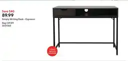 Staples Simply Writing Desk - Espresso offer