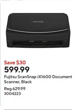 Staples Fujitsu ScanSnap iX1600 Document Scanner, Black offer