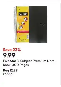 Staples Five Star 3-Subject Premium Notebook, 300 Pages offer