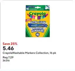 Staples CrayolaWashable Markers Collection, 16 pk offer