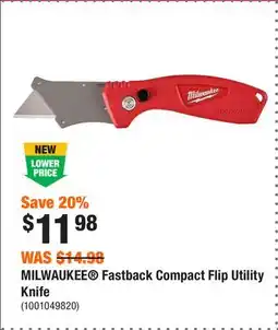 Home Depot MILWAUKEE Fastback Compact Flip Utility Knife offer