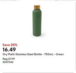 Staples Gry Mattr Stainless Steel Bottle - 750mL - Green offer