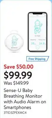 Walmart Sense-U Baby Breathing Monitor with Audio Alarm on Smartphones offer