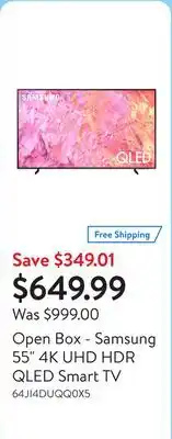 Walmart Open Box - Samsung 55 4K UHD HDR QLED Smart TV offer