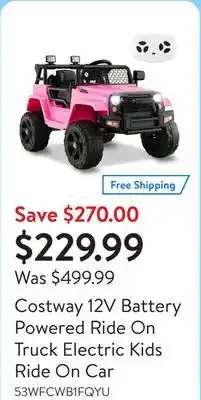 Walmart Costway 12V Battery Powered Ride On Truck Electric Kids Ride On Car offer