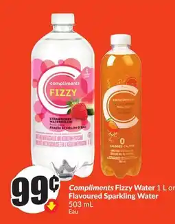 Chalo FreshCo Compliments Fizzy Water 1 L or Flavoured Sparkling Water 503 mL offer