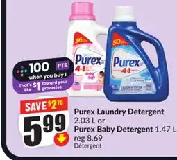 Chalo FreshCo Purex Laundry Detergent 2.03 L or Purex Baby Detergent 1.47 L offer
