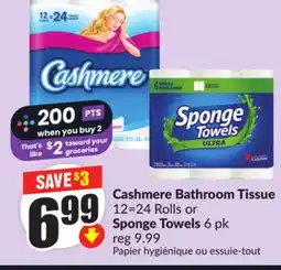 Chalo FreshCo Cashmere Bathroom Tissue 12 = 24 Rolls or Sponge Towels 6 pk offer