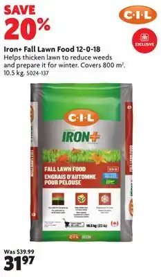 Home Hardware Iron+ Fall Lawn Food 12-0-18 offer
