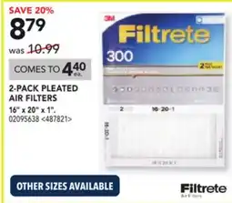 RONA 2-PACK PLEATED AIR FILTERS 16 x 20 x 1 offer