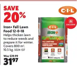 Home Hardware Iron+ Fall Lawn Food 12-0-18 Helps thicken lawn offer