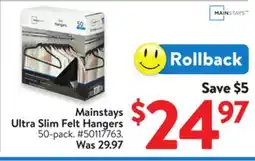 Walmart Mainstays Ultra Slim Felt Hangers offer