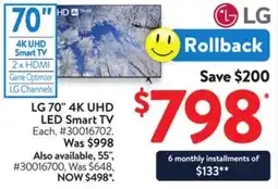 Walmart LG 70 4K UHD LED Smart TV offer