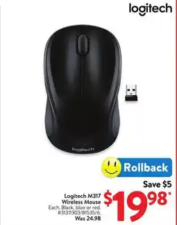 Walmart Logitech M317 Wireless Mouse offer