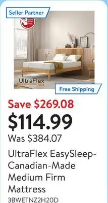 Walmart UltraFlex EasySleep- Canadian-Made Medium Firm Mattress offer