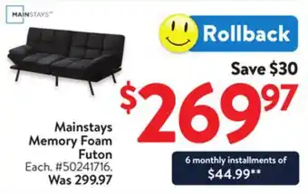 Walmart Memory Foam Futon offer