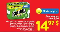 Walmart Bounty Paper Towels 6 = 12 Rolls offer