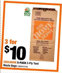 Home Depot 5-PACK 2-Ply Yard Waste Bags offer